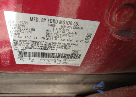 2021 Ford Explorer Limited from USA, damaged, VIN 1FMSK7FHXMGA05935